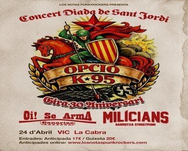 Imagen del evento: OPCIÓ K*95 (GIRA 30 ANIVERSARI) + MILICIANS + OI! SE ARMA